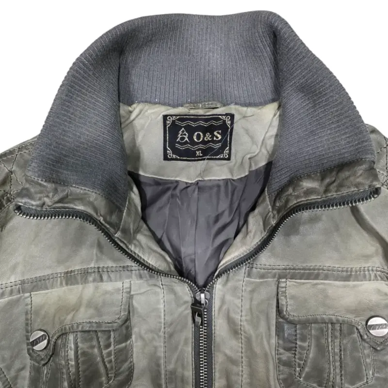 Chaqueta bomber gris con cierre y bolsillos - 3
