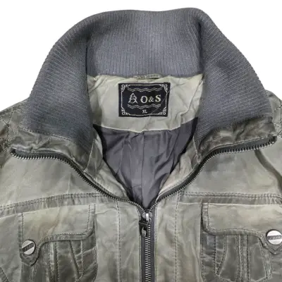 Chaqueta bomber gris con cierre y bolsillos - miniatura 3