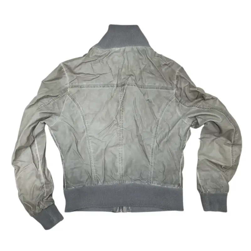 Chaqueta bomber gris con cierre y bolsillos - 4