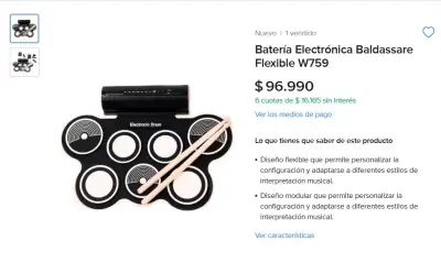 Batería electrónica portátil con pedal - miniatura 4