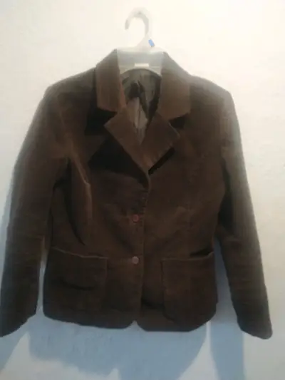 Blazer de cotele marrón para mujer - miniatura 1
