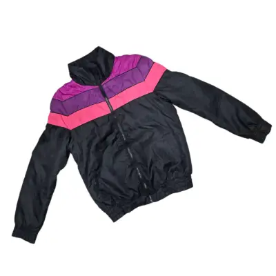 Chaqueta  retro negra con detalles morados - miniatura 1