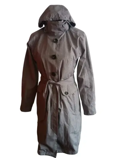 Abrigo impermeable gris con capucha - miniatura 1