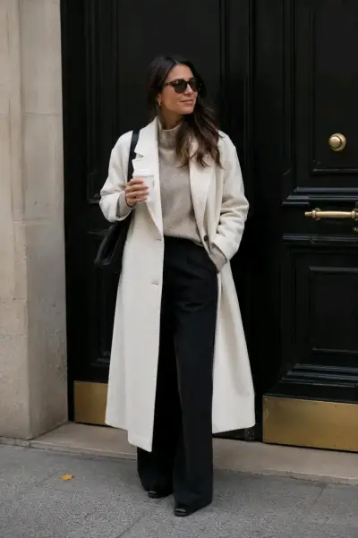 Abrigo largo blanco elegante para mujer TALLA XL - miniatura 1
