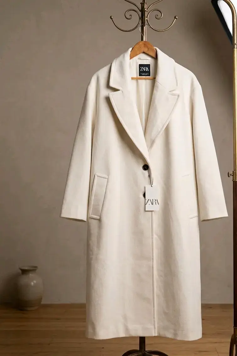 Abrigo largo blanco elegante para mujer TALLA XL - 2