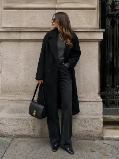 Abrigo largo negro mujer Talla XS Oversize - miniatura 1