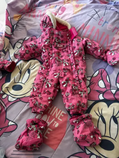 Enterito de invierno para bebé rosa con estampado - miniatura 1
