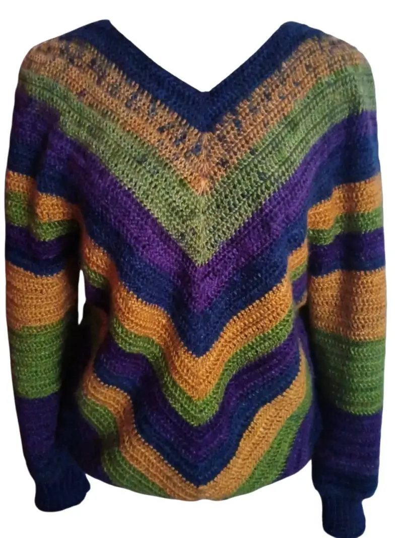 Suéter de lana multicolor tejido a mano - 2