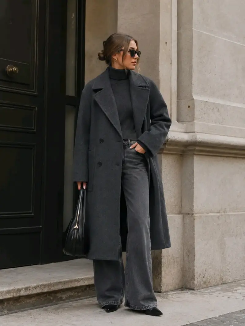 Abrigo Gris jaspeado Zara mujer - Cruzado TallaXS - 2