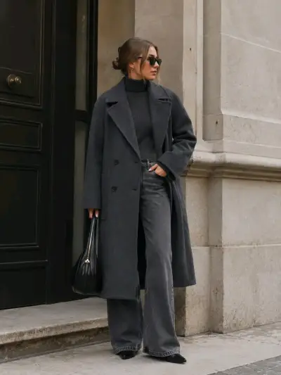 Abrigo Gris jaspeado Zara mujer - Cruzado TallaXS - miniatura 2