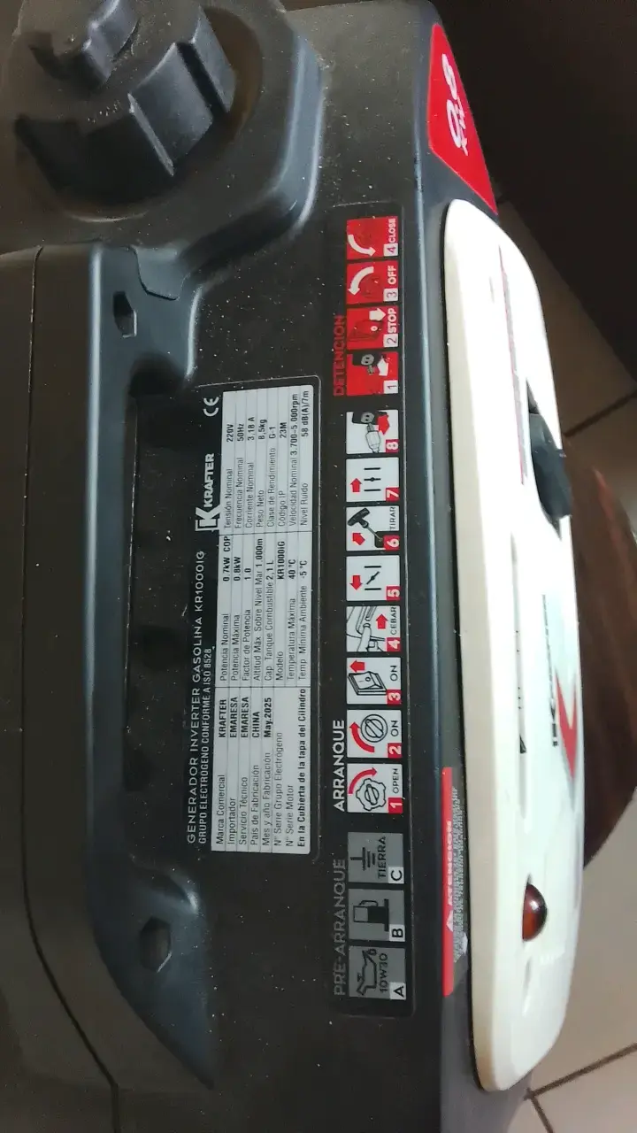 Generador a gasolina Krafter KR1000iG 0.8KW - 3