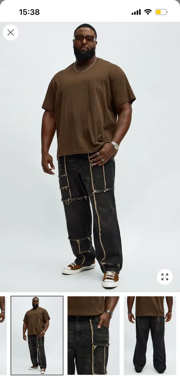 Jeans negros con diseño desgastado para hombre - 2