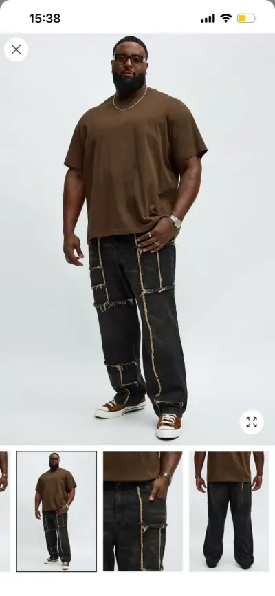 Jeans negros con diseño desgastado para hombre - miniatura 2