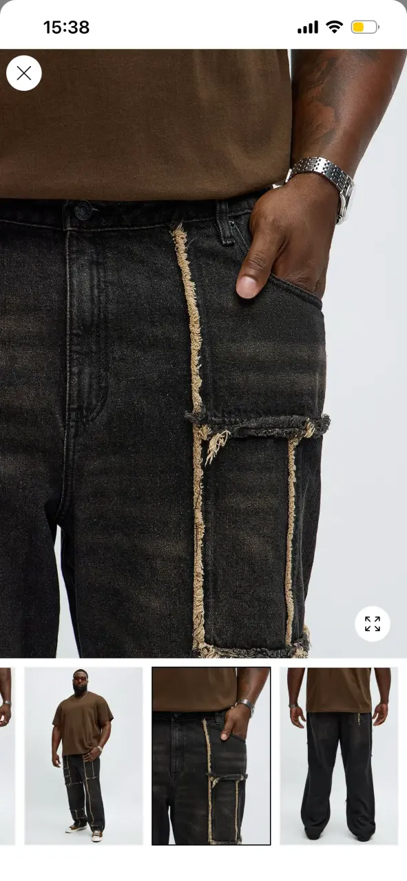 Jeans negros con diseño desgastado para hombre - 3