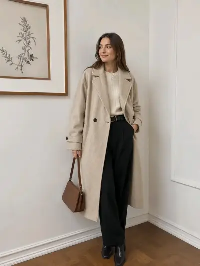 Abrigo beige avena Zara - Talla L - miniatura 2