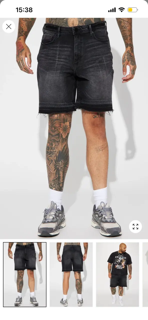 Shorts de mezclilla negros para hombre - 2