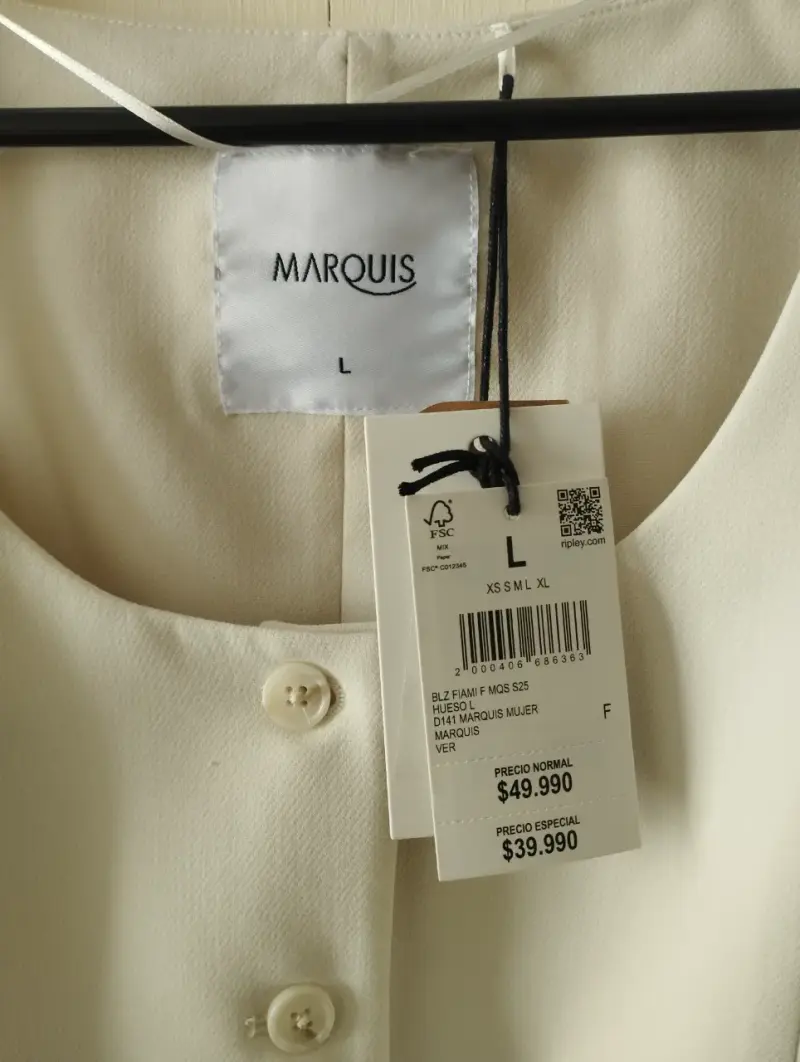 Gilet Blazer Sin Mangas Marquis Color Hueso - 3