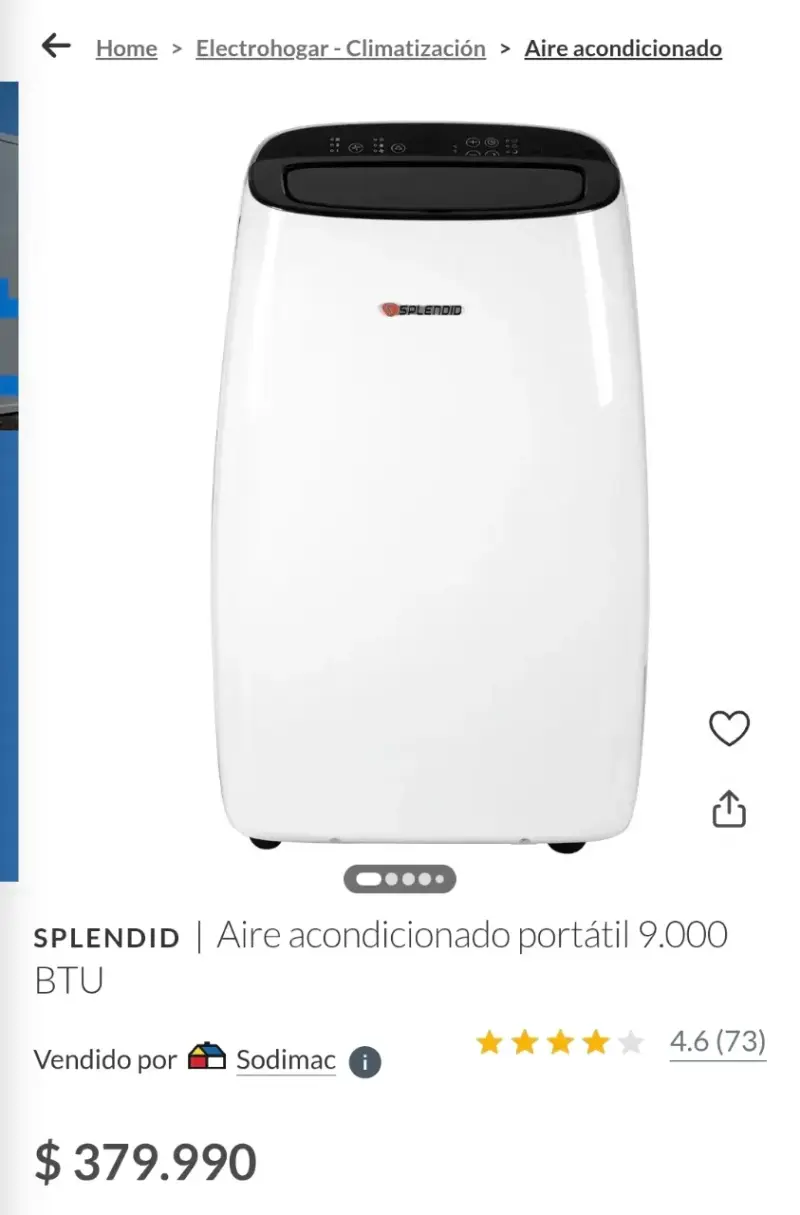 Aire acondicionado portátil Splendid 9000 BTU