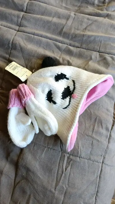 Gorro infantil panda con guantes - miniatura 2