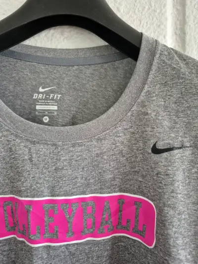 Polera deportiva Nike Dri-Fit gris para voleibol - miniatura 2
