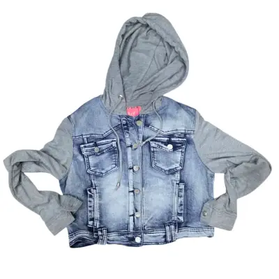 Chaqueta de mezclilla con capucha gris - miniatura 1