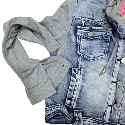 Chaqueta de mezclilla con capucha gris - miniatura 4