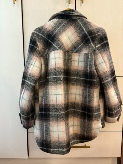 Chaqueta de franela a cuadros para mujer - miniatura 2