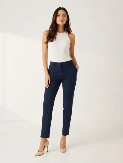 Pantalones de vestir azul marino para mujer - miniatura 1
