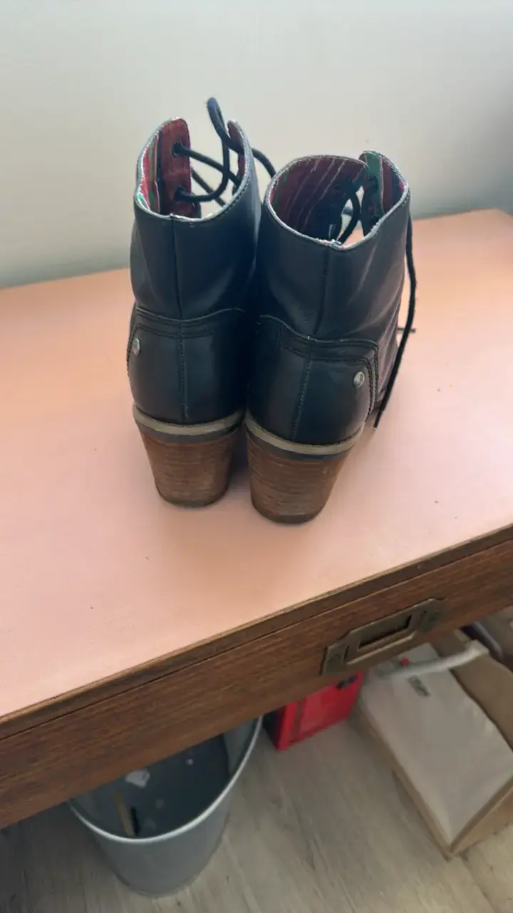 Botas de cuero negro para mujer - 3