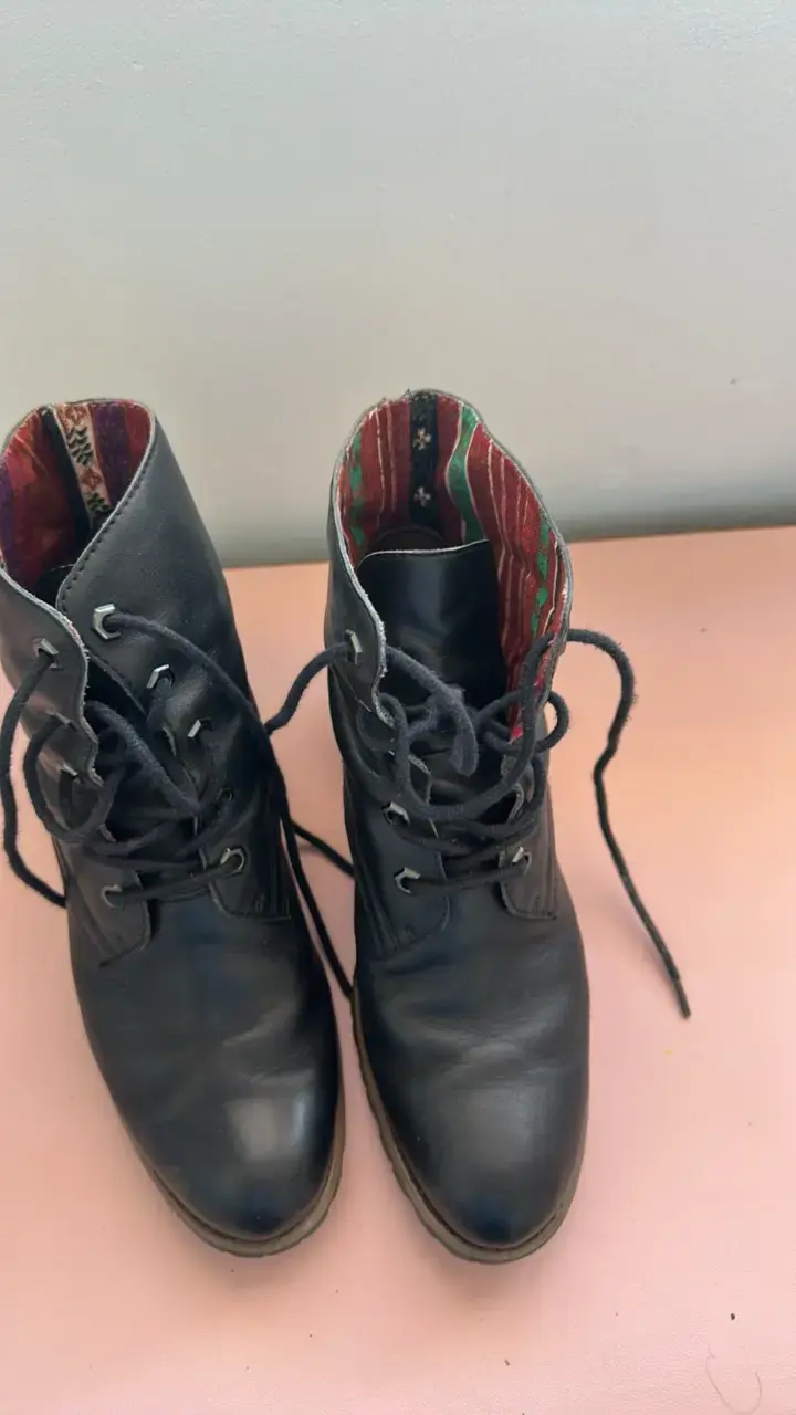 Botas de cuero negro para mujer - 4