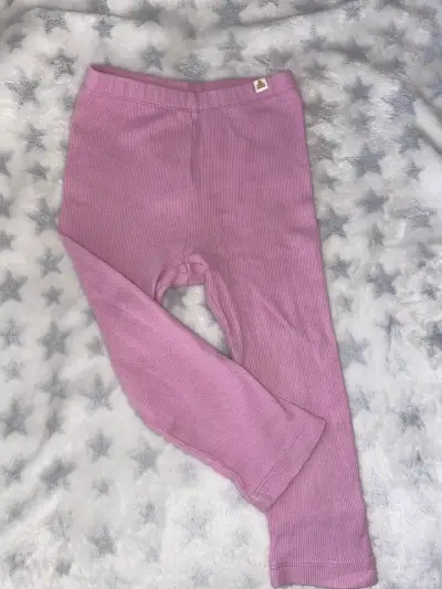Pantalones legging de bebé rosados - miniatura 1