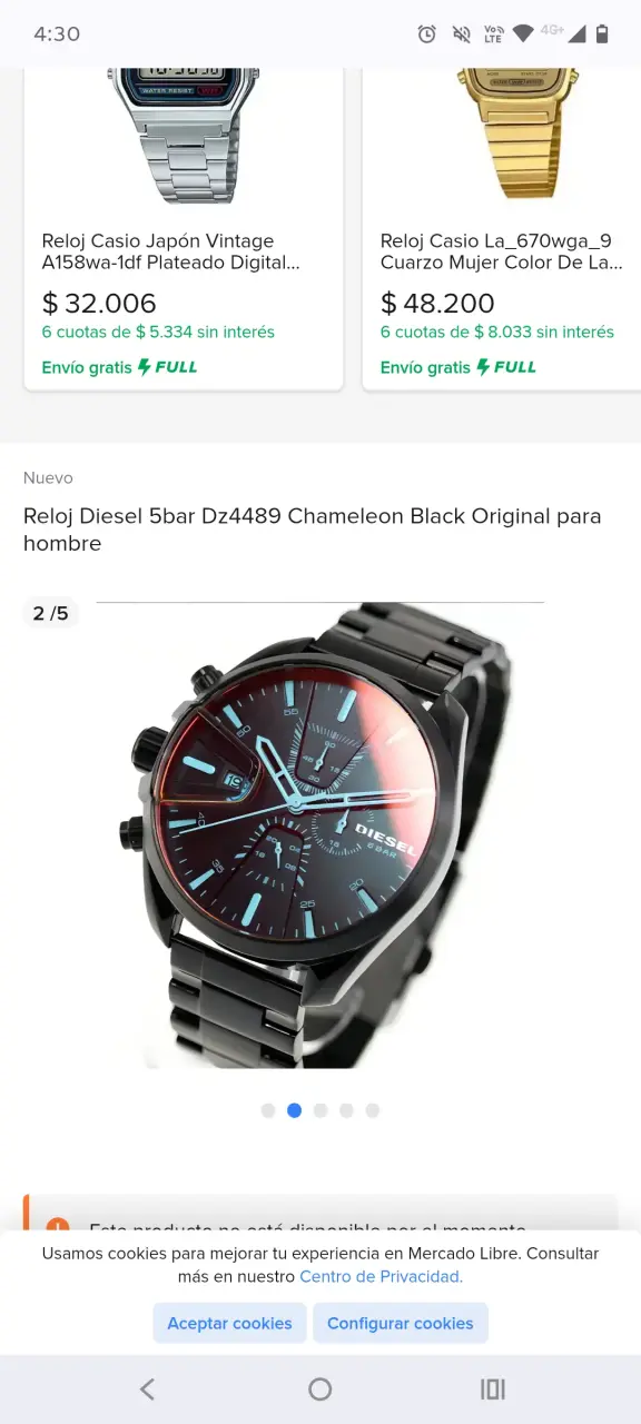 Reloj Diesel 5bar Dz4489 Chameleon Black para hombre - 1