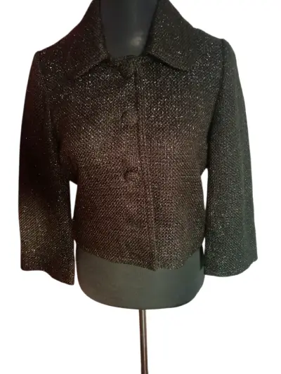 Chaqueta corta negra con brillo elegante - miniatura 1