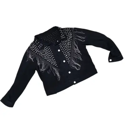Chaqueta de mezclilla con tachas y flecos - miniatura 2