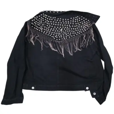 Chaqueta de mezclilla con tachas y flecos - miniatura 3