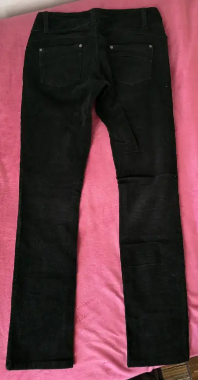 Pantalones de cotelé negros para mujer - miniatura 1