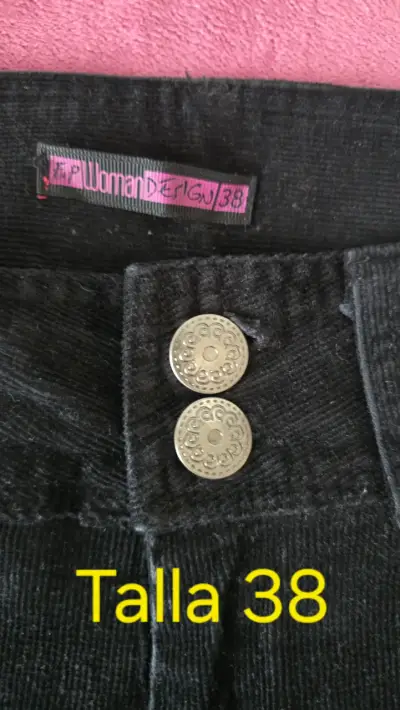 Pantalones de cotelé negros para mujer - miniatura 3