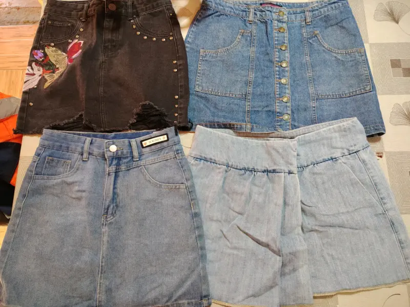 Lote de Falda a cuadros y falda morada para mujer - 3
