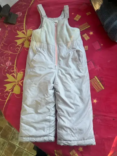 Pantalón de nieve infantil gris con cierre rosado - miniatura 1