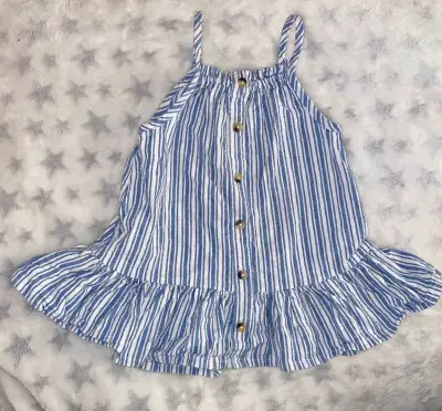 Vestido de rayas azul y blanco para niña - miniatura 2