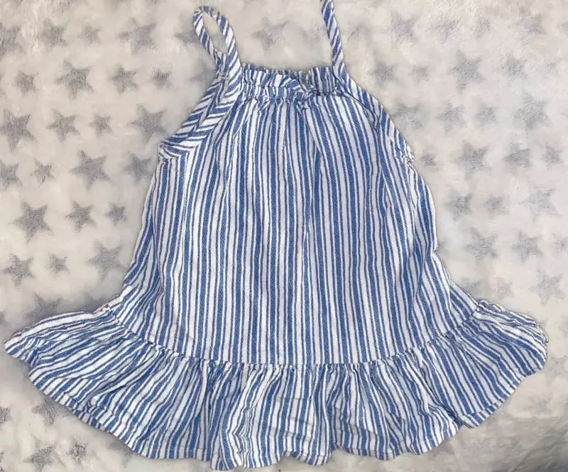 Vestido de rayas azul y blanco para niña - 3