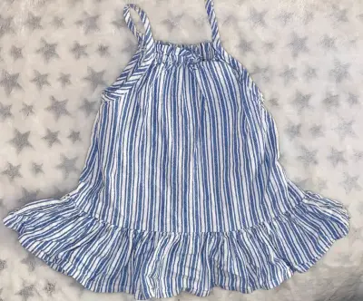 Vestido de rayas azul y blanco para niña - miniatura 3