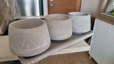 Set de maceteros de cemento decorativos - miniatura 1