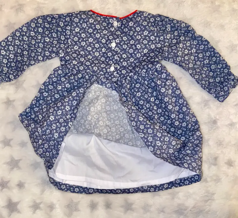 Vestido infantil azul con flores - 3