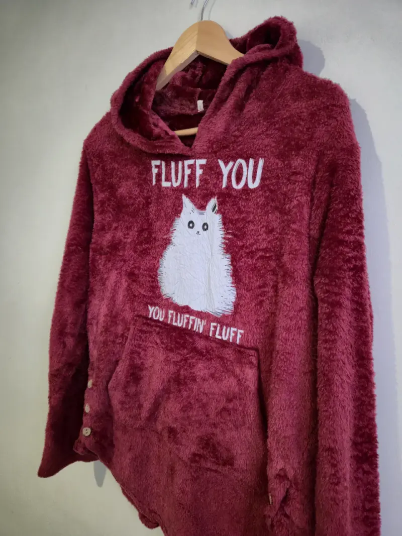 Polerón de felpa con capucha y diseño de gato - 2