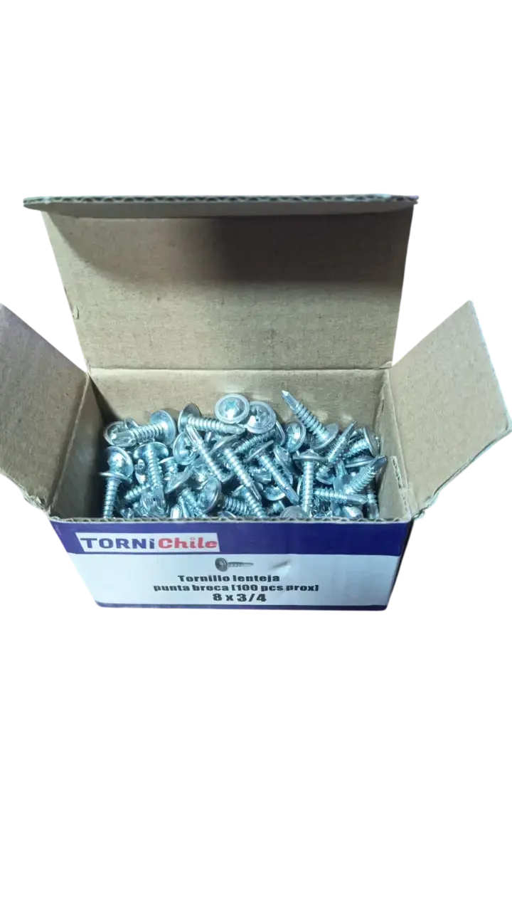 Caja Tornillos Cabeza Lenteja Punta Broca 8x3/4" - 3