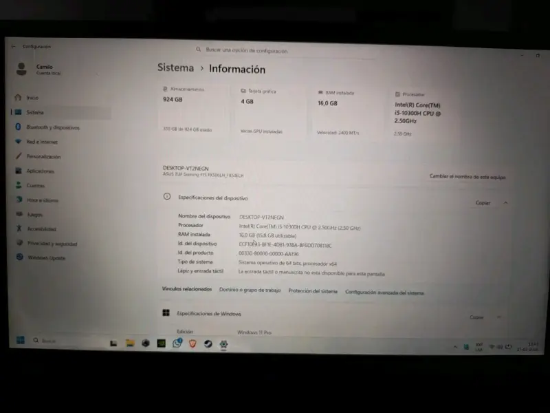Laptop ASUS TUF Gaming en buen estado - 5