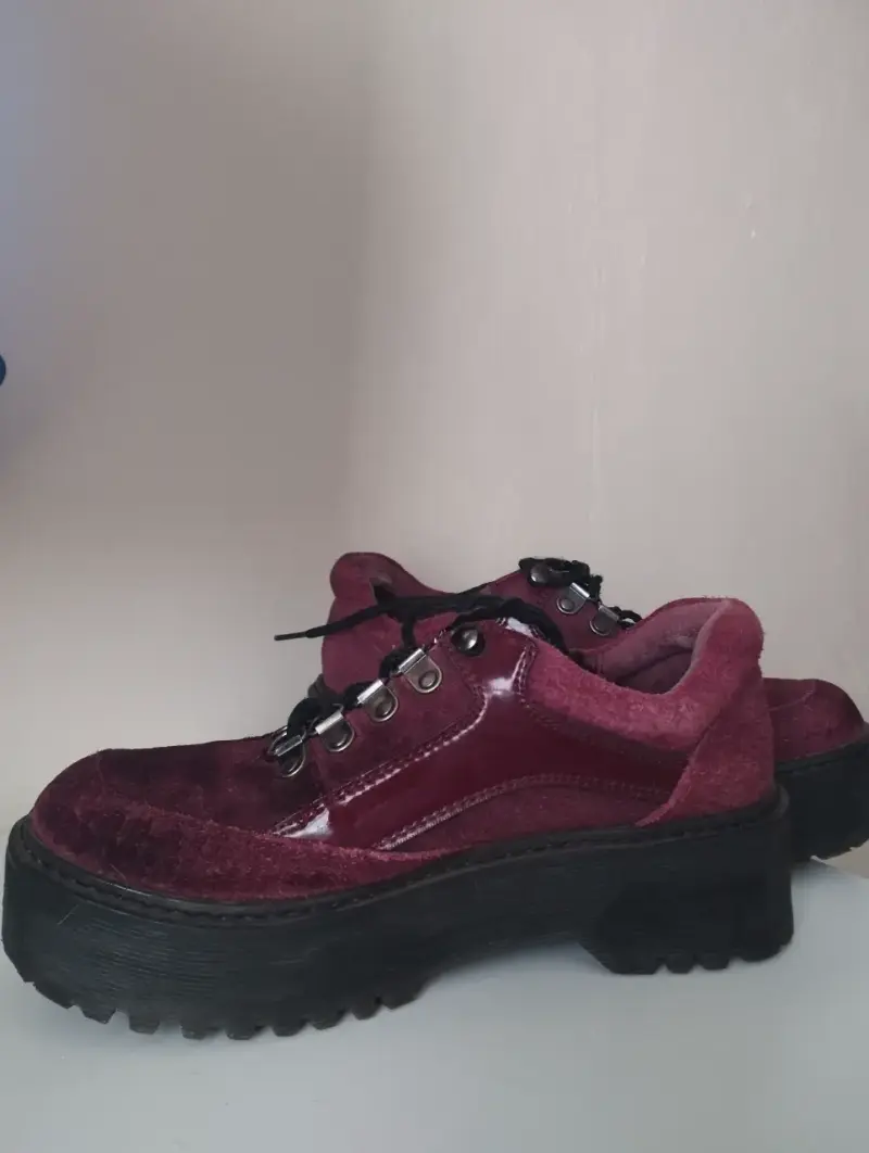Botines Detogni de cuero y gamuza burdeo talla 36 - 2
