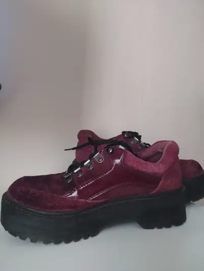 Botines Detogni de cuero y gamuza burdeo talla 36 - miniatura 2