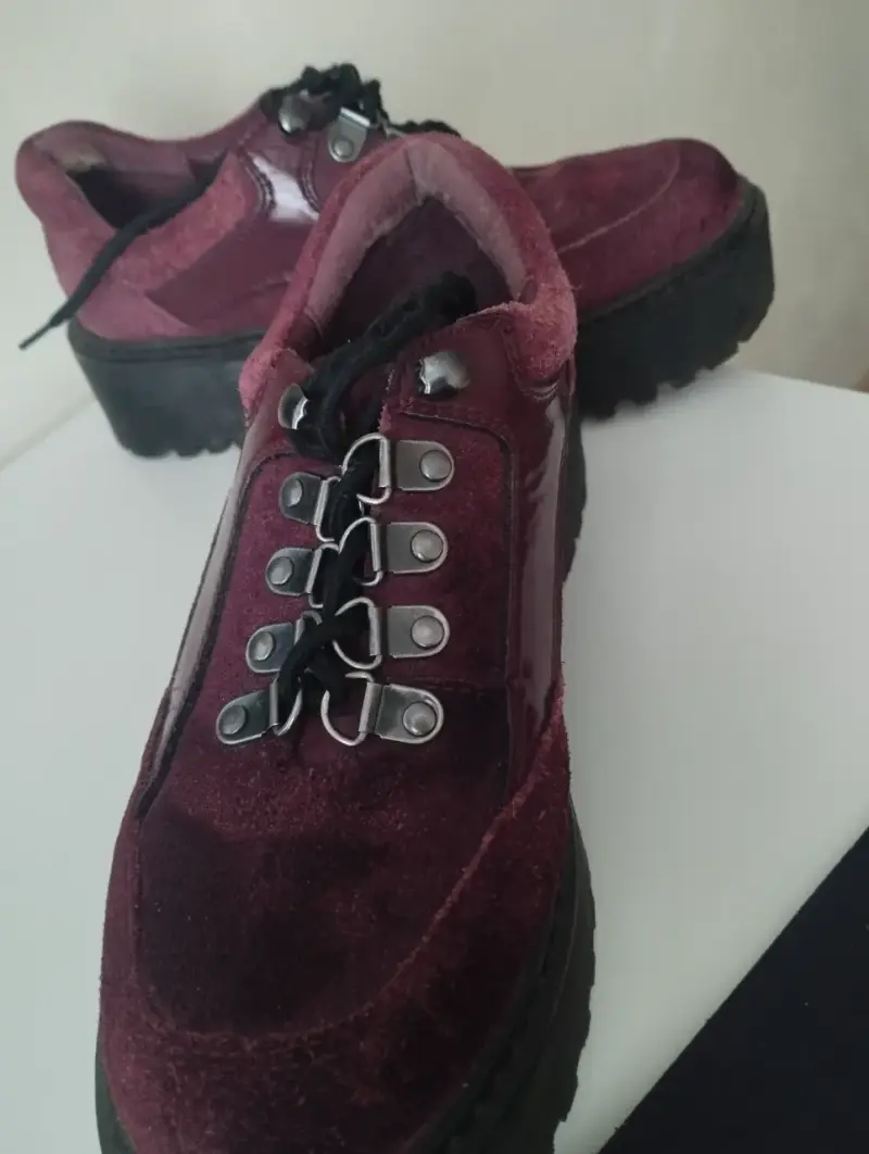 Botines Detogni de cuero y gamuza burdeo talla 36 - 3